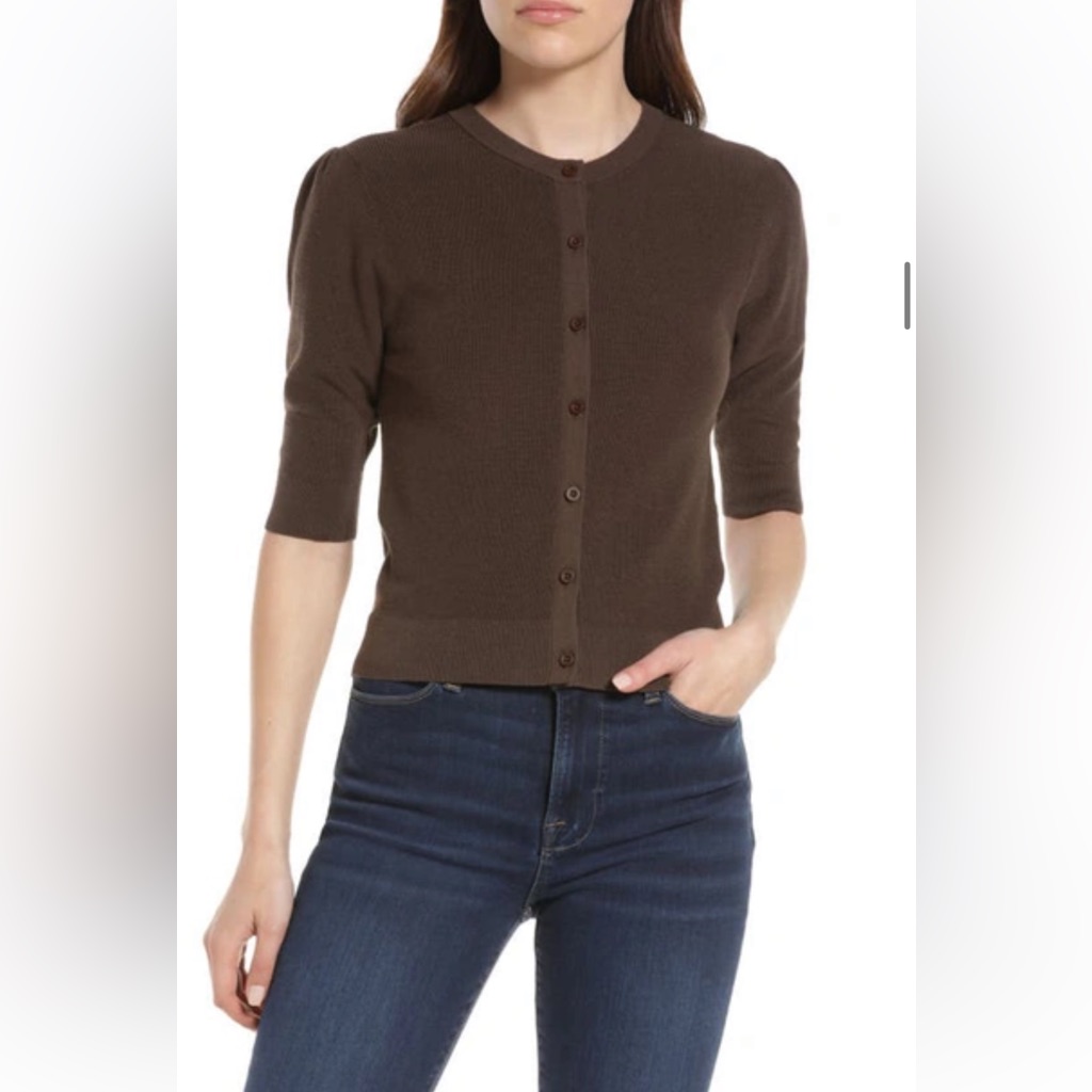 Frame Silk Blend Cardigan In Dark Chocolate